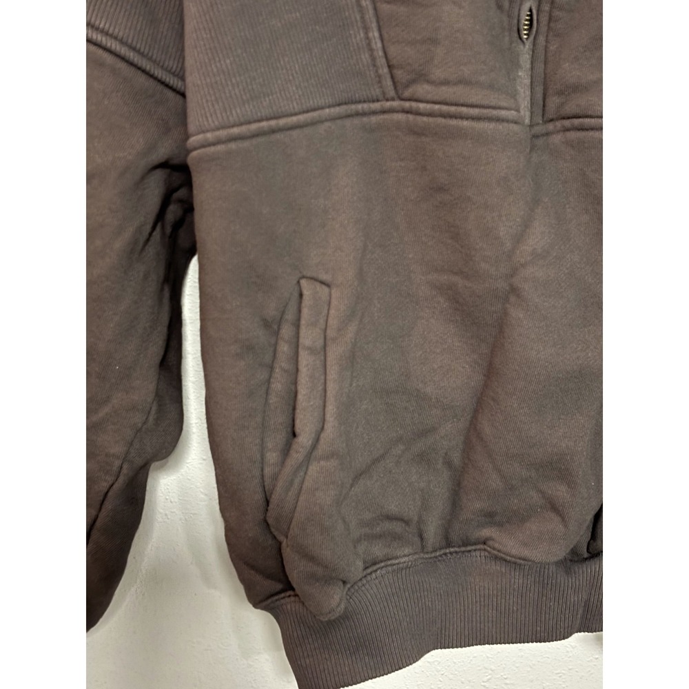 Joah Brown Quarter Zip Pullover Sweatshirt Women's S/M Black Ribbed Trim - Picture 4 of 8